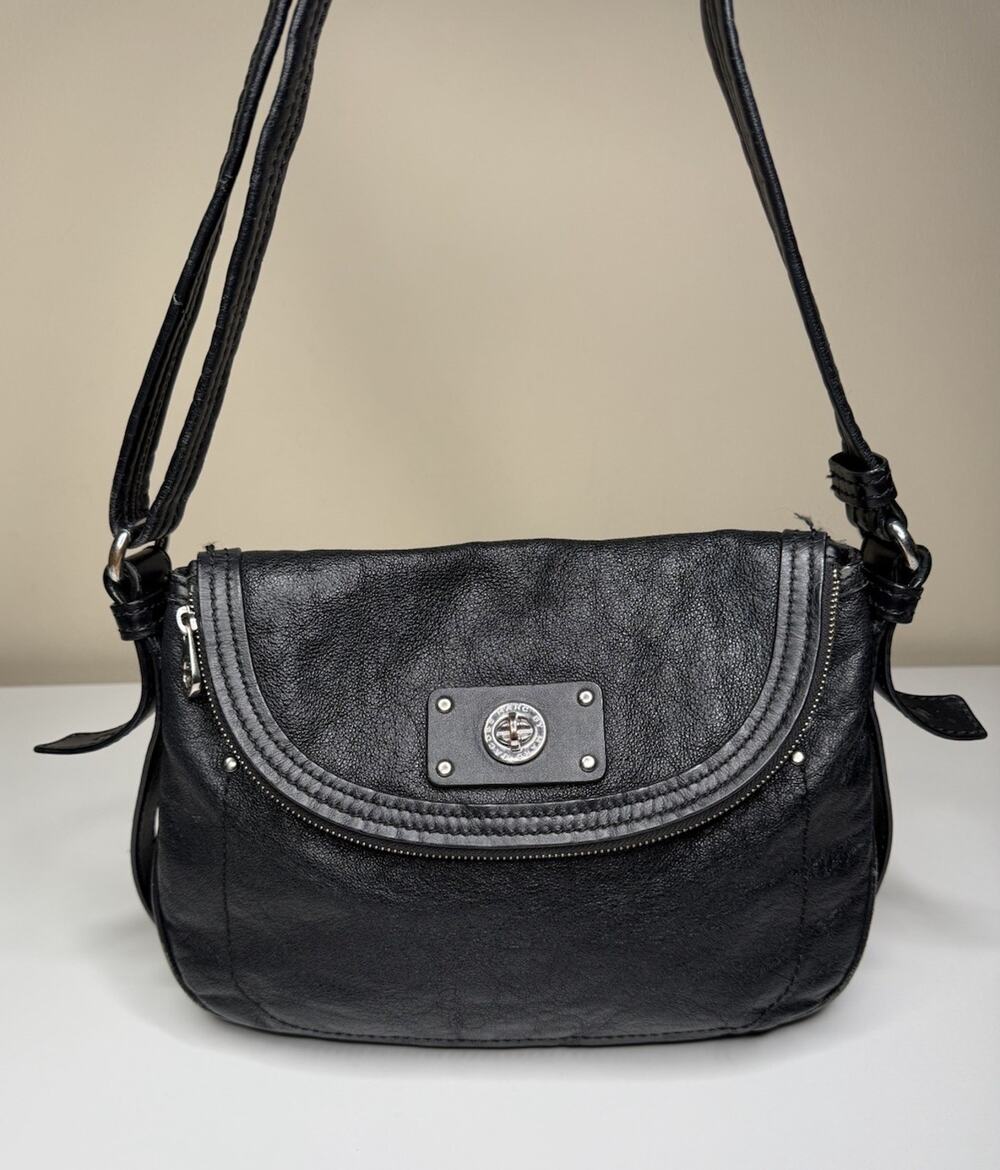 Mar by Marc Jacobs Turnlock Natasha Crossbody Black Leather Slouchy Hobo Bag